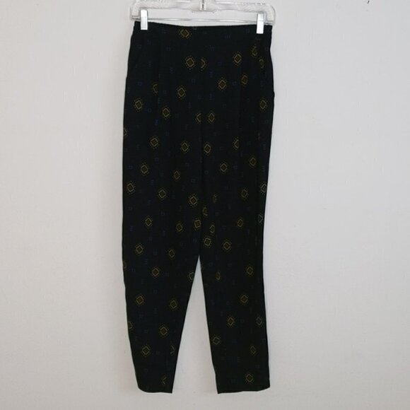 H&M Navy Blue Boho Pattern Trouser Pants - Picture 1 of 4